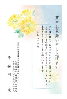 南天と雪模様