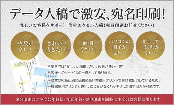データ入稿で激安、宛名印刷